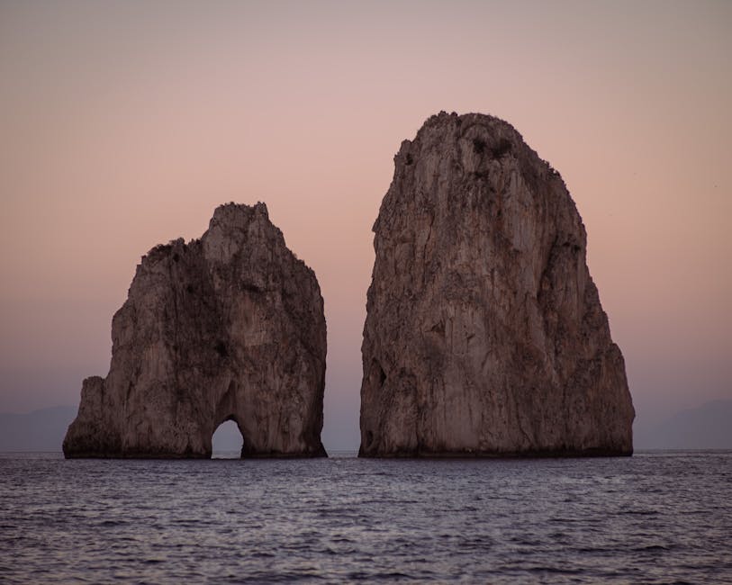 Faraglioni rocks at sunset off Capri
