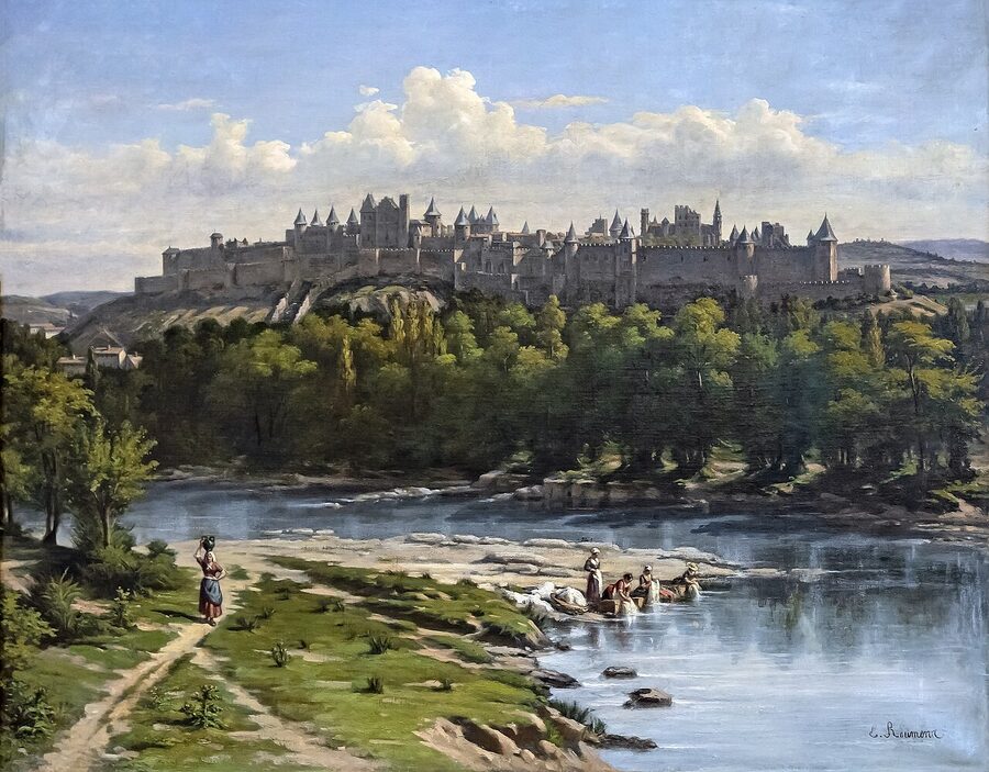 Cite de Carcassonne painting by Emile Roumens