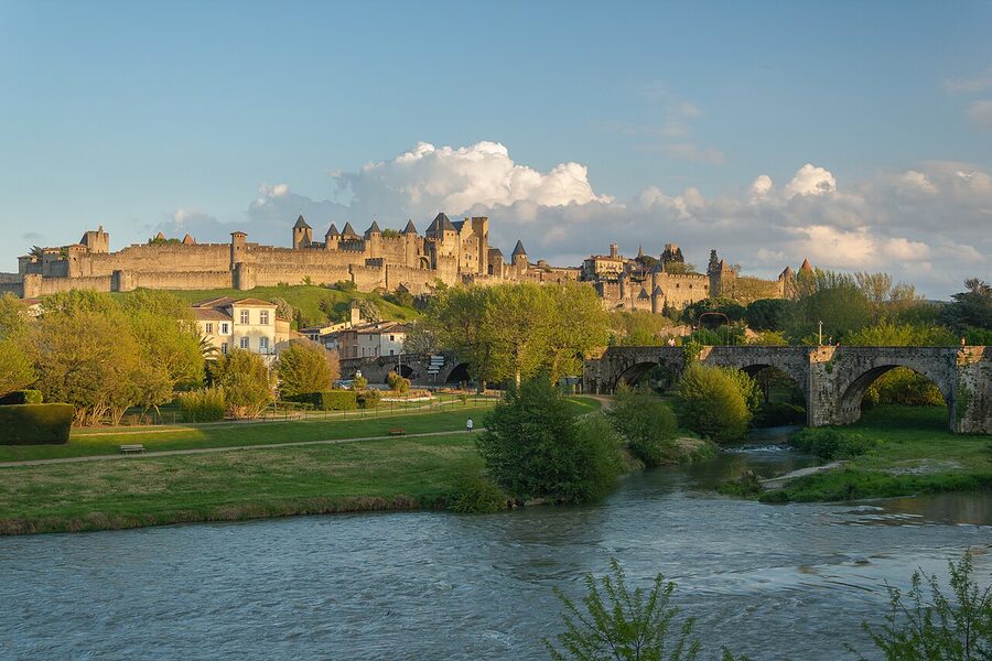 Cite de Carcassonne and Pont-Vieux from the lower town