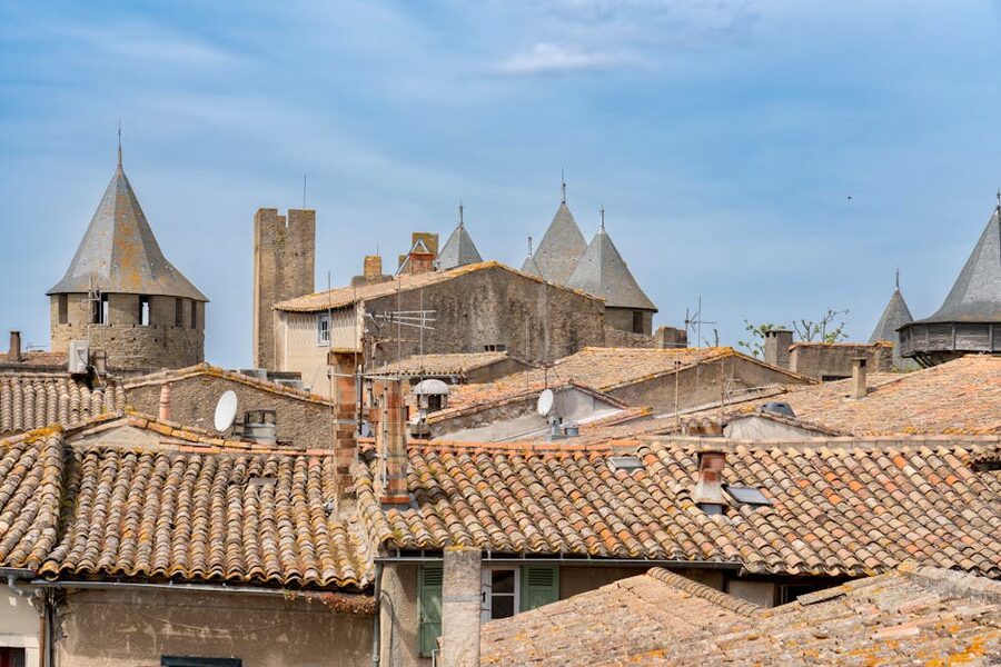Medieval rooftops of Carcassonne lower town