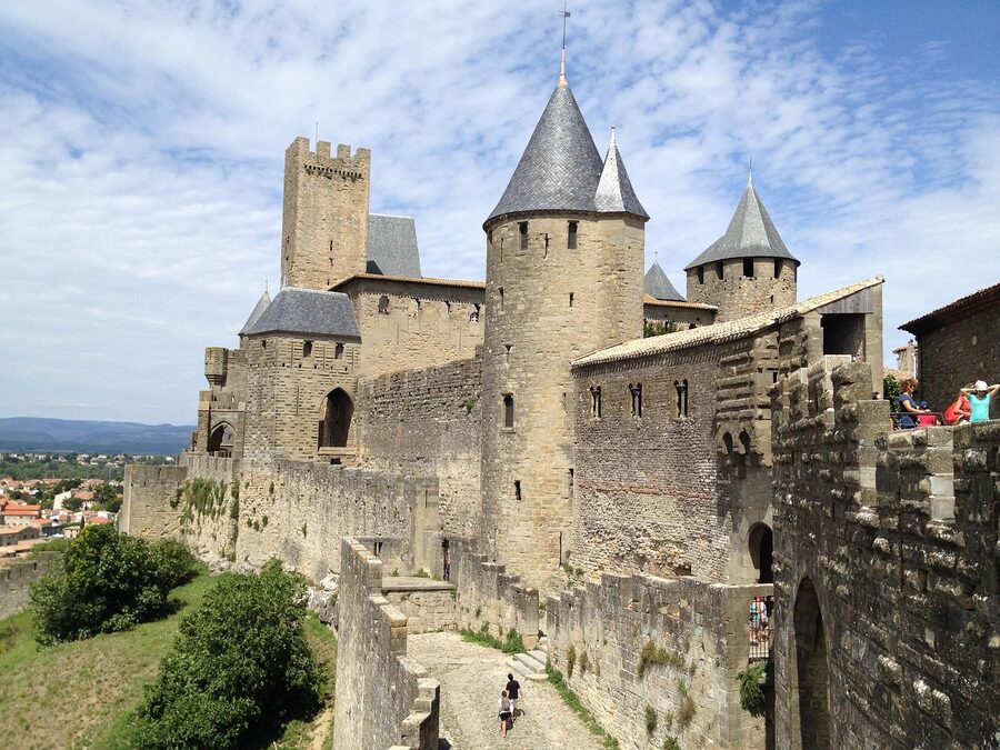 Medieval stone wall section at Carcassonne