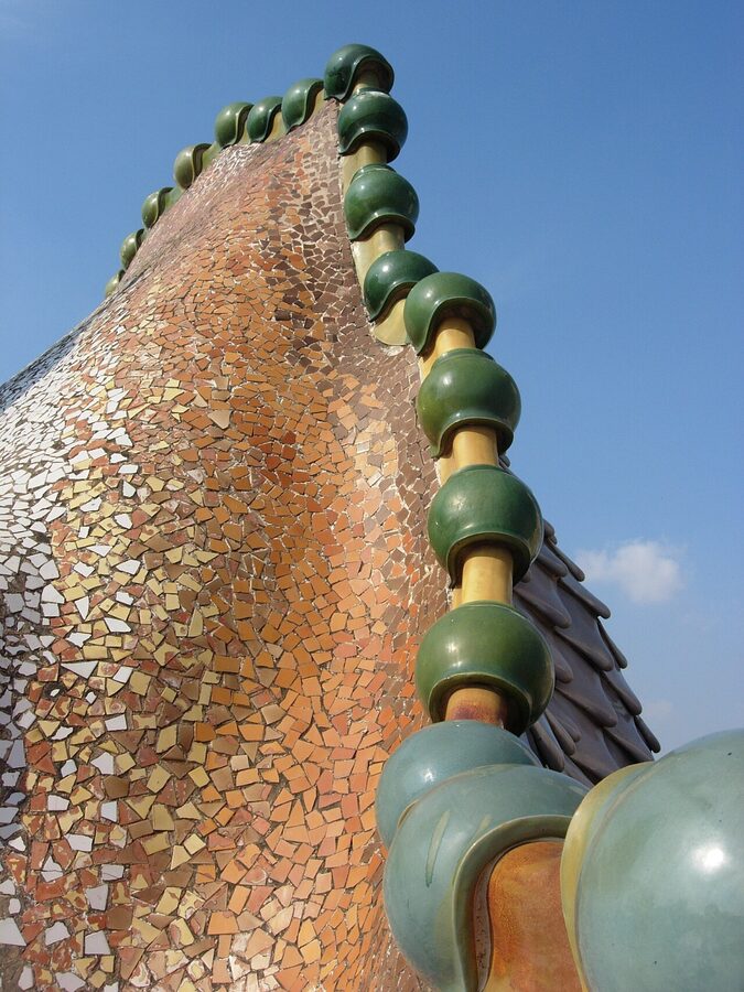 Casa Batllo dragon-scale ceramic roof tiles close-up