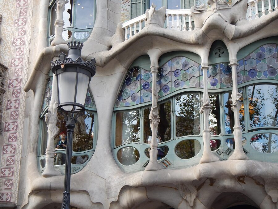 Casa Batllo stained glass facade detail
