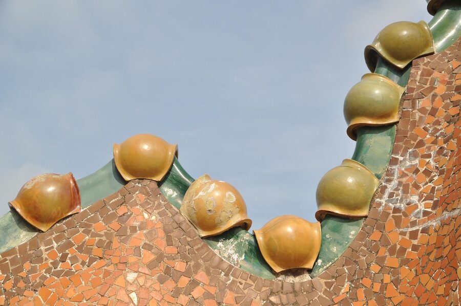 Casa Batllo trencadis mosaic facade detail
