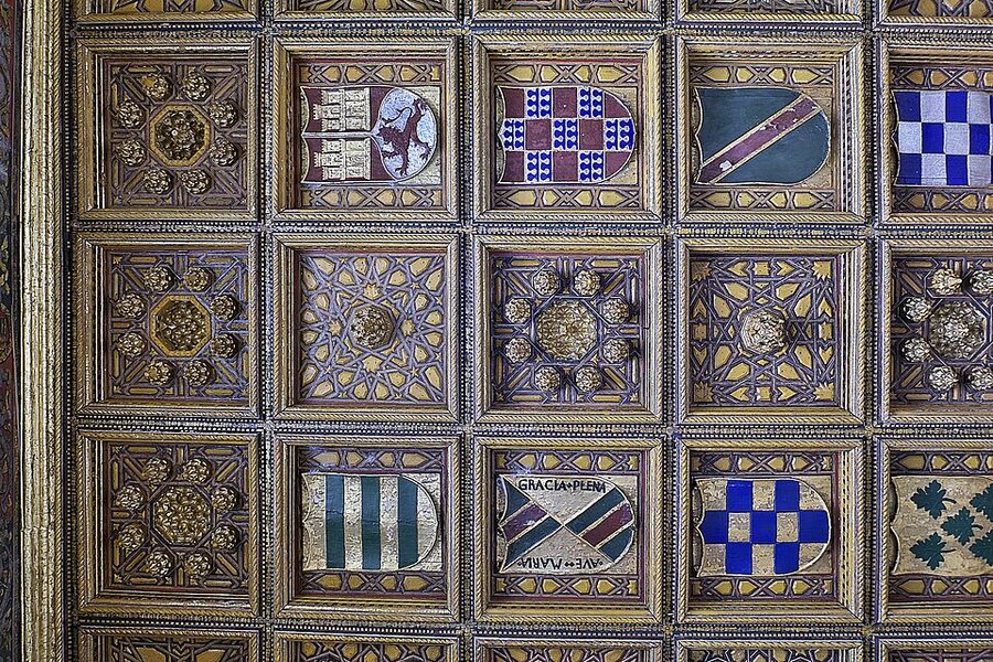 Artesonado coffered ceiling Salon del Pretorio Casa de Pilatos