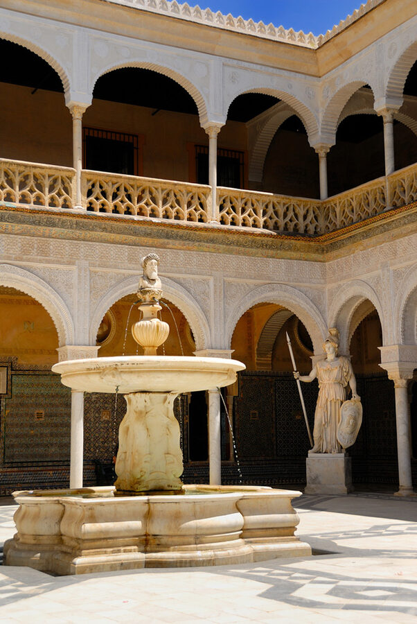 1530s Genoese marble fountain in Casa de Pilatos central patio