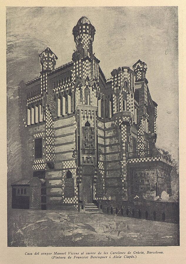 1910 architectural drawing of Casa Vicens by Berenguer and Aleix Clapes