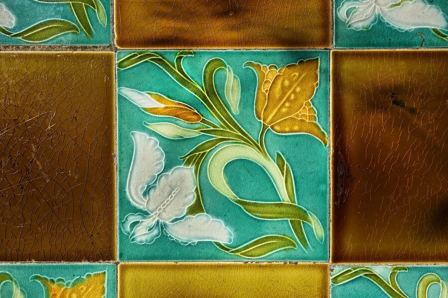 Art Nouveau ceramic tile pattern Spain