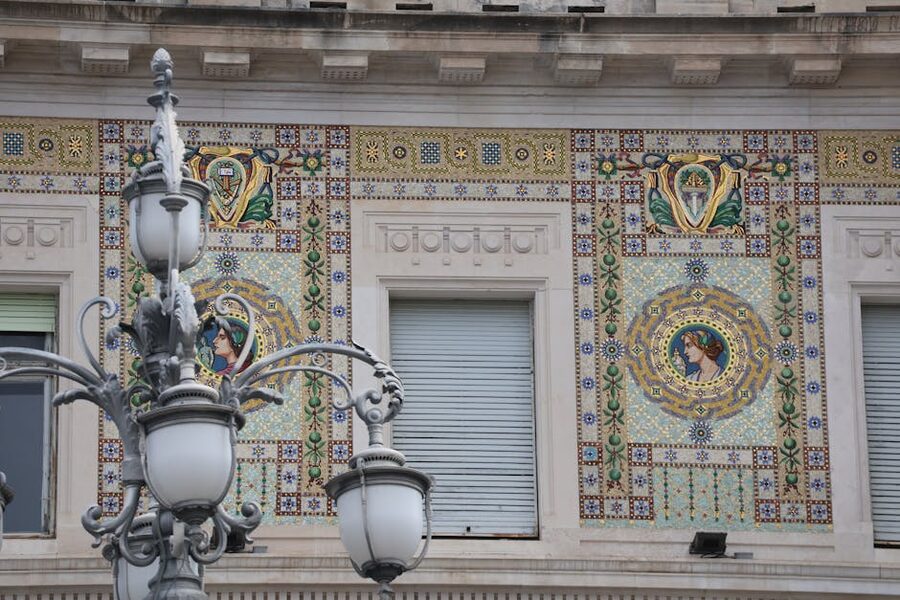 Ceramic tile facade decorative detail context