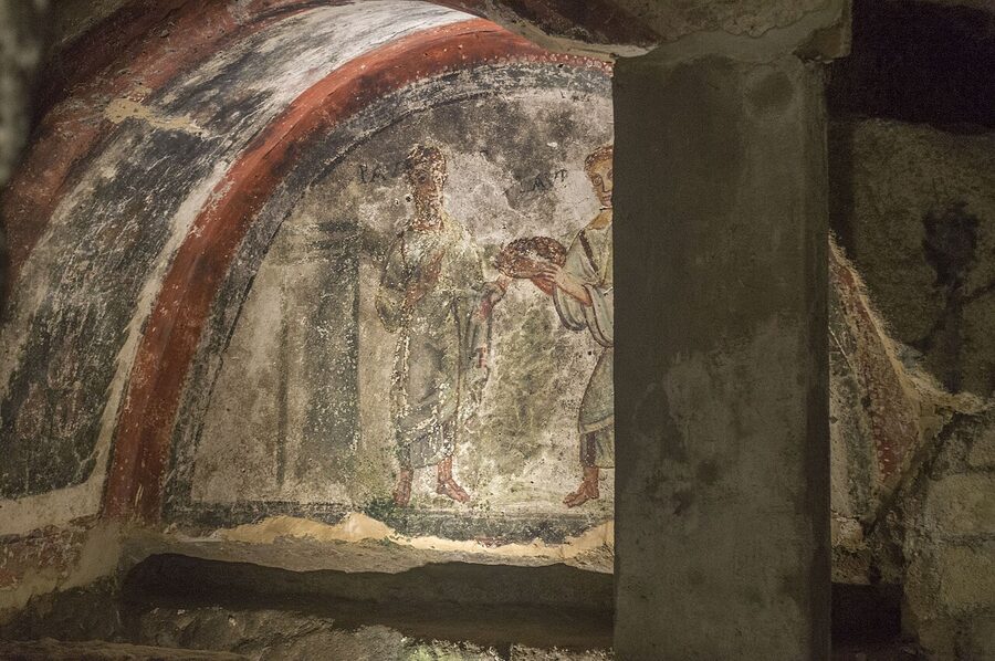 Arcosolium fresco in the Catacombs of San Gennaro