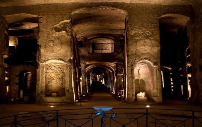 Lower vestibule of the Catacombs of San Gennaro Naples