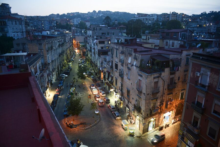View over Rione Sanita rooftops Naples