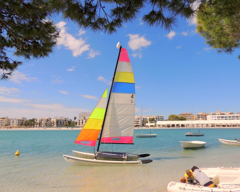 Catamaran sailing along the Mallorca coast