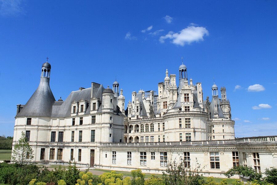Chambord fireplaces towers and balustrade