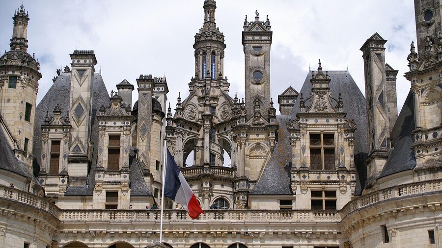 Chambord rooflines and chimneys
