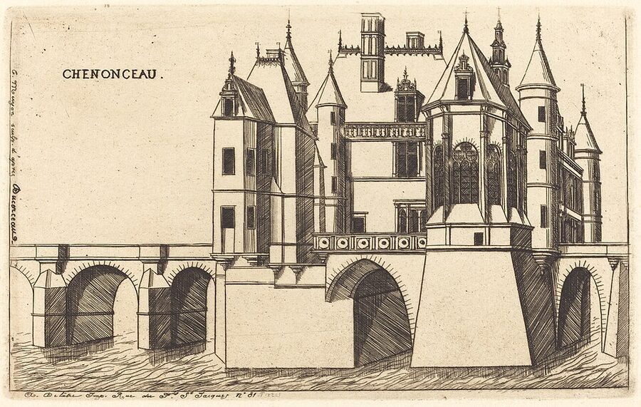 Chenonceau 1856 etching by Charles Meryon