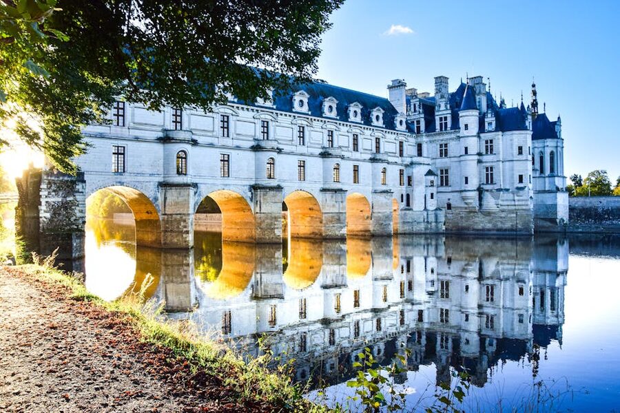 Chenonceau river Cher evening reflection