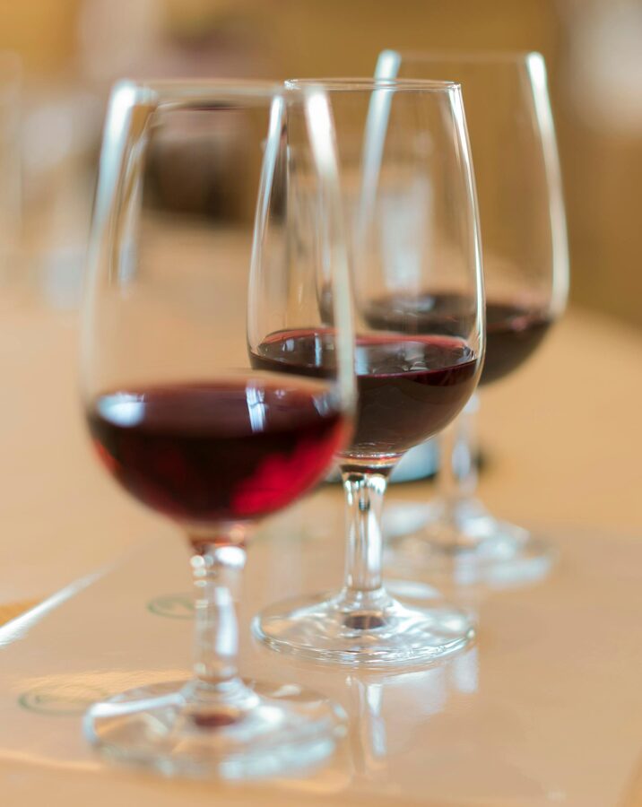 Red wine tasting glasses