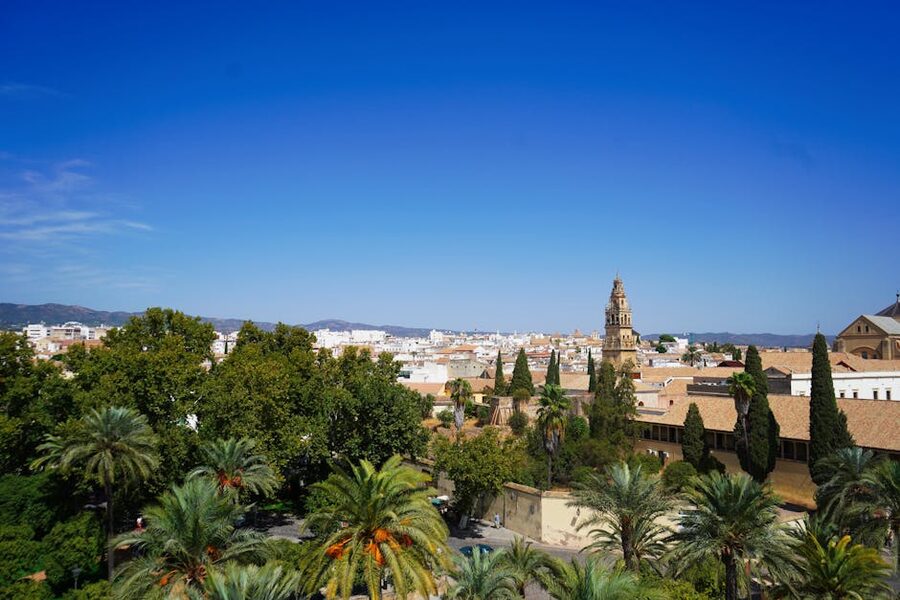 Aerial view of Cordoba's historic centre with the Mezquita visible