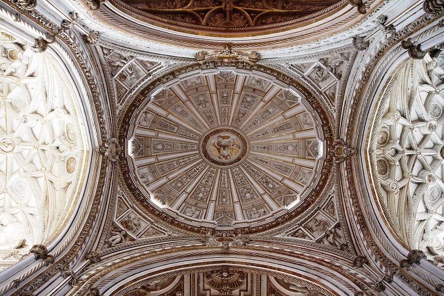 The Renaissance ceiling of the cathedral nave inside the Cordoba mosque