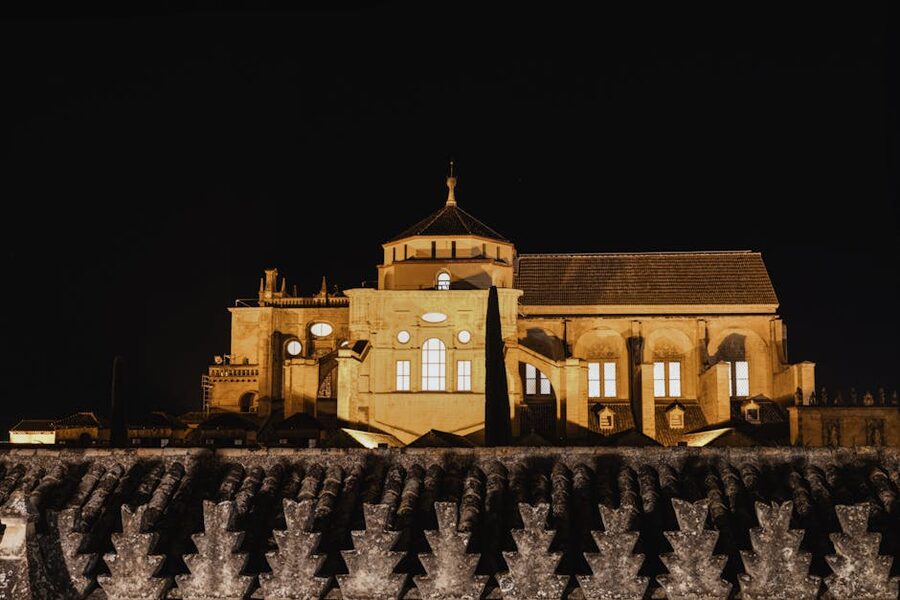 The Mezquita-Cathedral illuminated at night