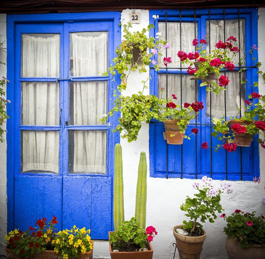 A traditional Cordoba flower-filled courtyard patio
