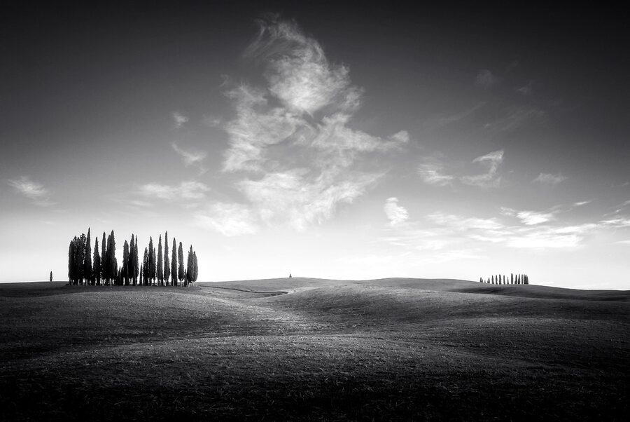 The Crete Senesi grey clay hills south of Siena