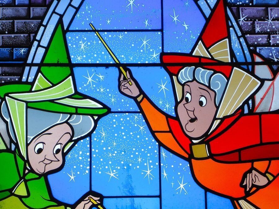 Stained glass detail in Sleeping Beauty Castle Disneyland Paris