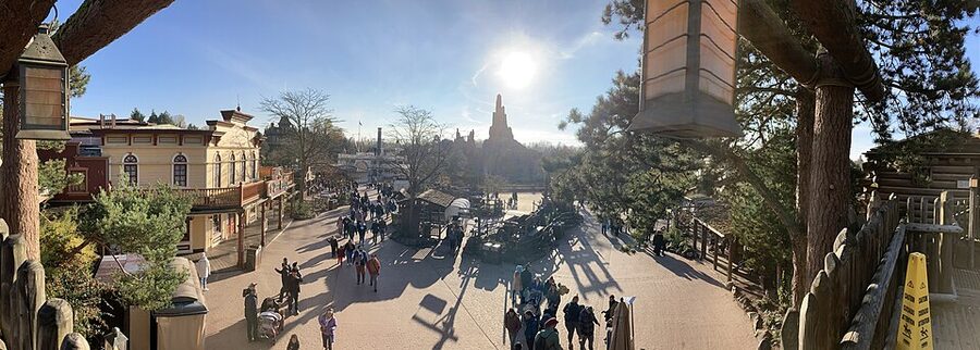 Frontierland panorama Disneyland Paris with Big Thunder Mountain