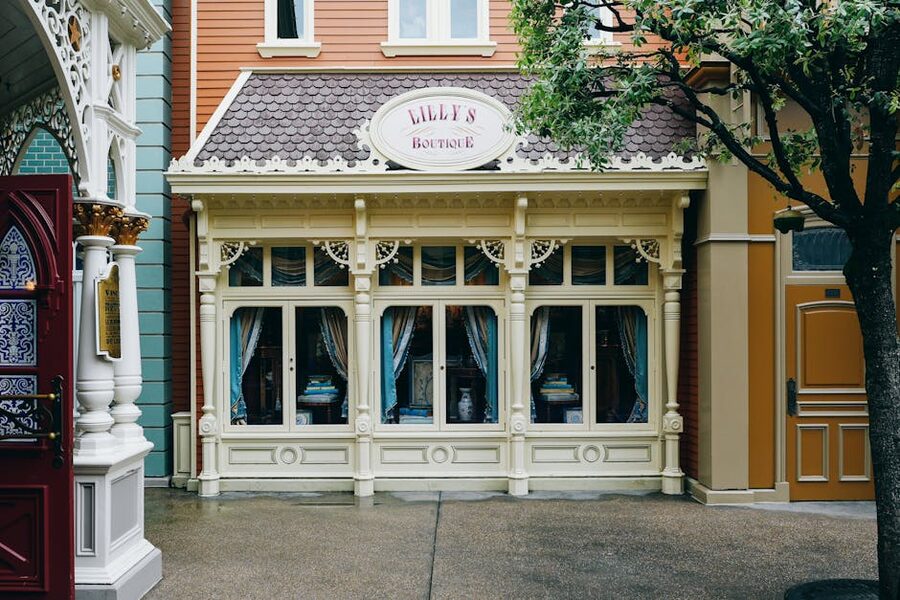 Main Street boutique facade with ornate detail at Disneyland Paris