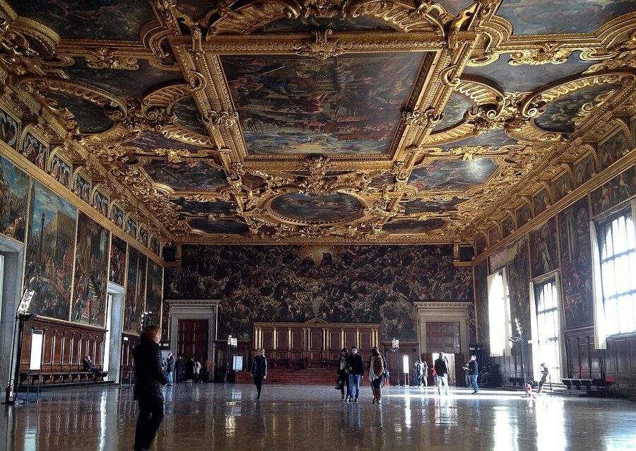 Sala del Maggior Consiglio interior Doges Palace Venice