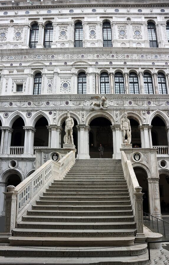 Scala dei Giganti complete view inside Doges Palace courtyard