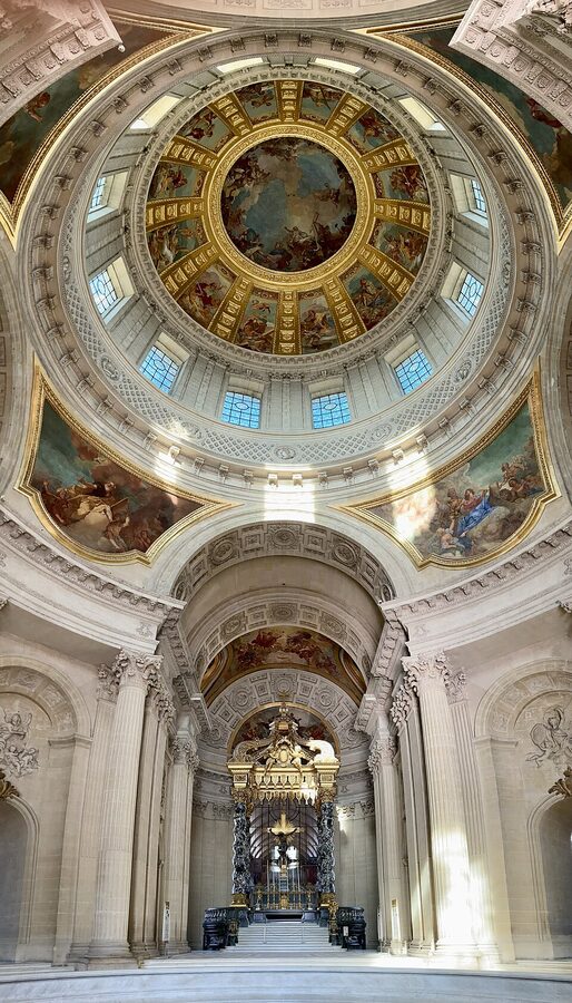 Interior of the Dôme des Invalides looking up at the cupola