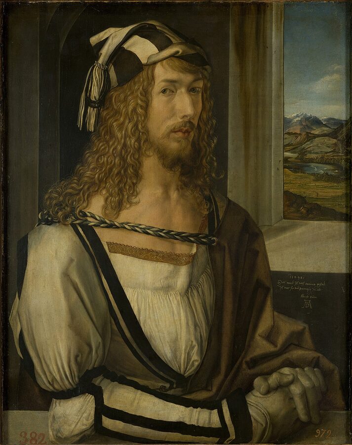 Albrecht Durer Self-Portrait at age 26 painted 1498 housed in the Prado Museum