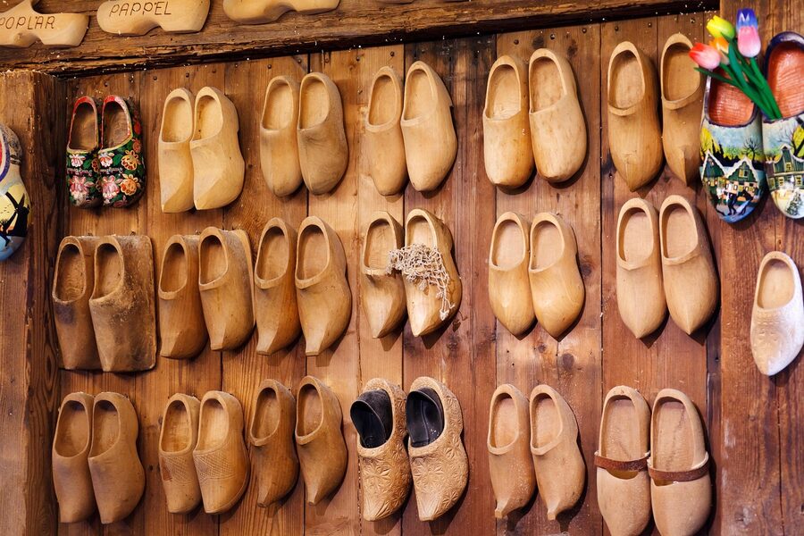 Handmade brown Dutch wooden clog