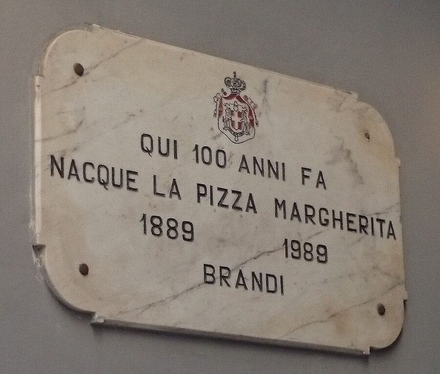 Pizza Margherita served at Pizzeria Brandi in Naples
