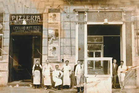 Old Naples pizzeria interior with traditional decor