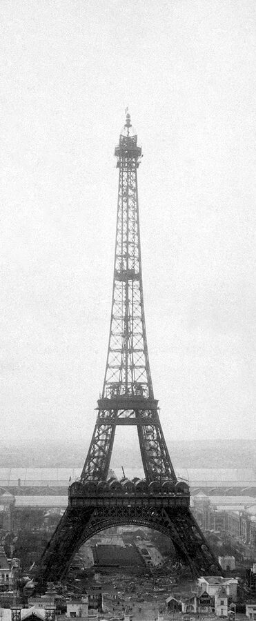 Eiffel Tower in early April 1889 just before opening