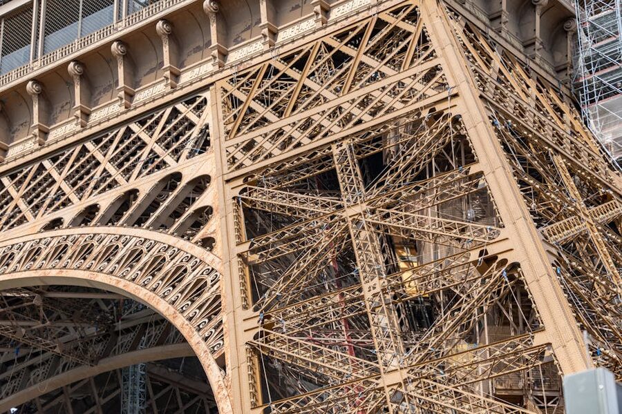Eiffel Tower iron lattice close up detail