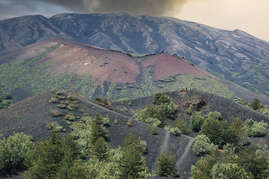 Lava rocks at the Silvestri crater rim on Mount Etna