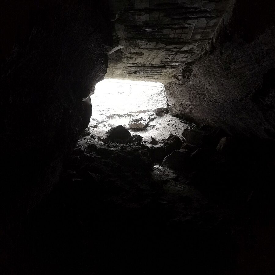 Lava tube cave interior on Mount Etna