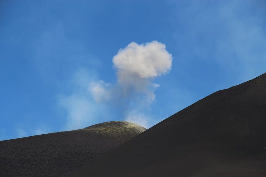 Mount Etna with smoke rising from the summit