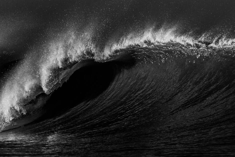 Powerful ocean wave breaking, reference for The Sea immersive show