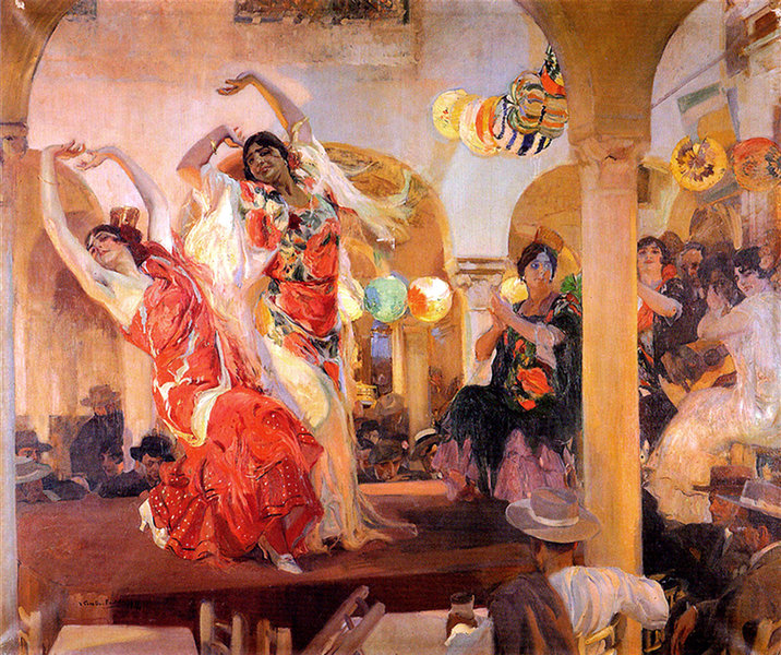 Sorolla 1914 painting Bailaoras at Cafe Novedades de Sevilla