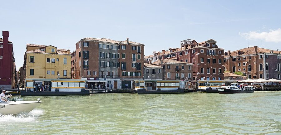 Fondamente Nove vaporetto pontile in Venice with the lagoon behind