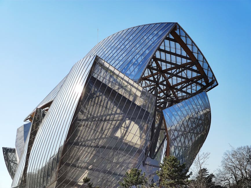 Modern view of the Foundation Louis Vuitton building in Paris
