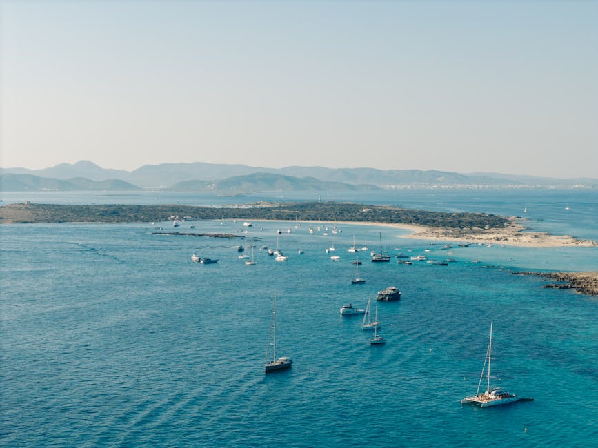 Sailboats near Formentera Balearic Islands summer scene