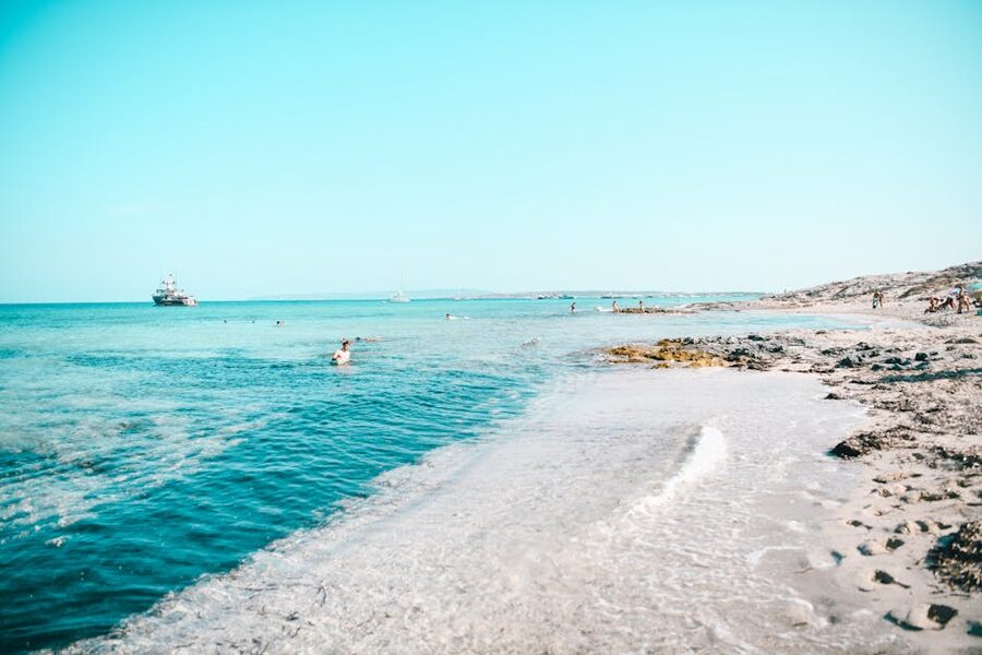 Tranquil beach scene in Formentera with clear blue waters