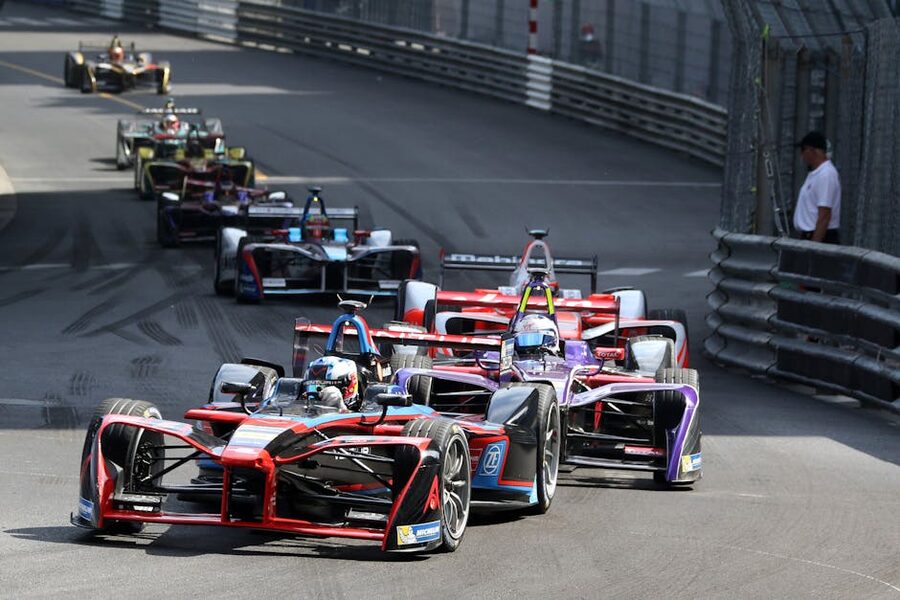 Formula E electric racing car on the Monaco circuit