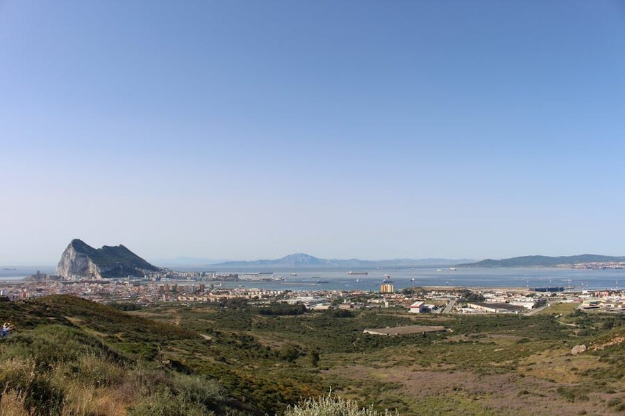Panoramic view of Gibraltar with the Mediterranean